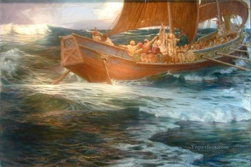 La ira del Dios del Mar dt3 Herbert James Draper desnudo Pinturas al óleo